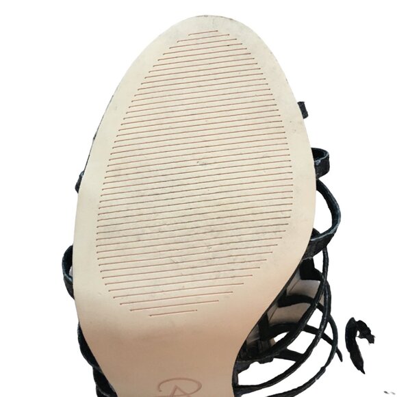 Heels Sandals Black Snake Leather Emmanuelle Art Deco Adrianna Papell Women’s 7 - Picture 7 of 11